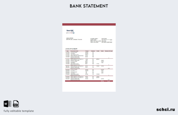 цифровая загрузка шаблона слова банковской выписки BancABC Танзании